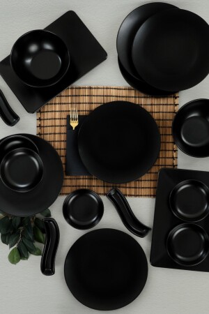 Mattschwarzes Frühstücksset 19-teilig für 6 Personen CKAHVALTIPAKTIMATSIYAH019 - Keramika