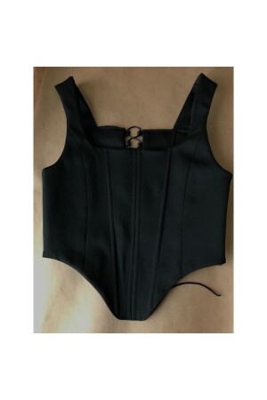 Mattschwarzes Korsett – Riemchenkorsett-Bustier - Oment Design
