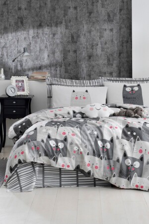 Mature Duvet Cover Set Double On The Wall Cats Gray Ep-022532 - Enlora Home