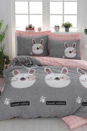 Mature Duvet Cover Set Double Rabbit A. Brown-Grey-Pink Ep-022529 - Eponj Home