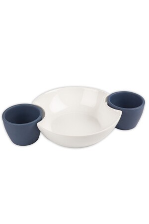 Mavi Beyaz Sosluklu Servis 21x6cm 9x7cm P245.319007 - Mikasa Moor