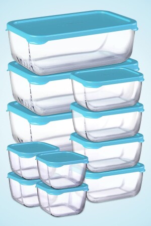 Mavi Kapaklı Snowbox Saklama Kabı Takımı 11 Parça 3 Büyük - 4 Orta - 4 Küçük PB3X743M-4X733M-4X223M - Paşabahçe