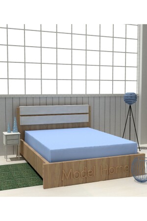 Mavi Renkli %100 Pamuklu Penye Kumaşından Tek/çift Kişilik Lastikli Çarşaf (7 FARKLI EBAT) - Modelhome