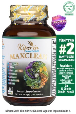 Max Clean | Onarım & Detoks | Tudca, Milk Thistle, Enginar| 9 İçerik | 725mg - Kiperin