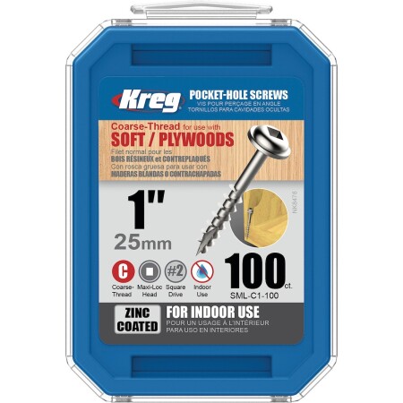 Maxi-Lock screws with coarse thread KREG SML-C1-100-INT 25mm, 100pcs. - Kreg