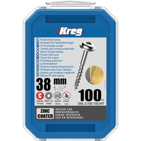 Maxi-Lock screws with coarse thread KREG SML-C150-100-INT 38mm, 100pcs. - Kreg