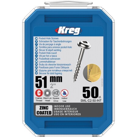 Maxi-Lock screws with coarse thread KREG SML-C2-50-INT 51mm, 50pcs. - Kreg