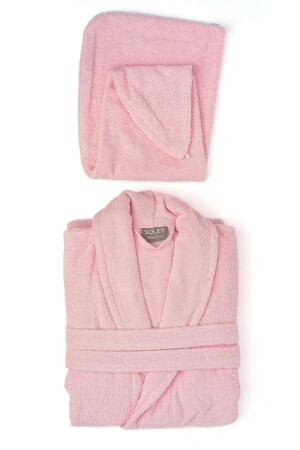 Mayda Extra Soft 100% Cotton Hair Cap & Women's Bathrobe Set - Soley