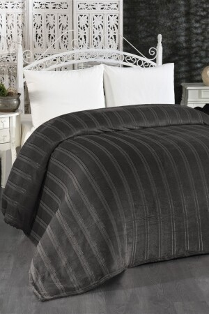 Mayer Supersoft Soft Double Blanket 180x230 Cm Anthracite Q-YAT-91518 - Evlen Home Collection