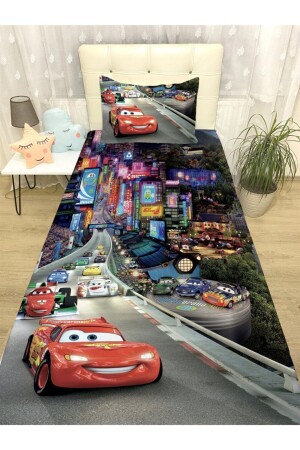 Mcqueen And His Friends Patterned Bedspread And Pillow evortu1026 - Evpanya