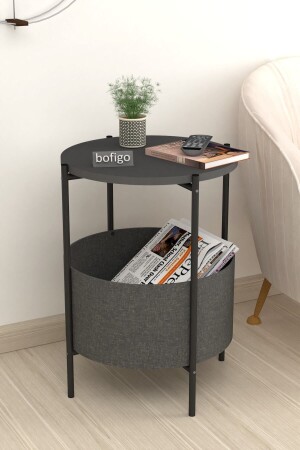 Medium Coffee Table Large Bag Coffee Table Newspaper Rack Bookshelf Flower Holder Anthracite Bfg-OrtaShp-Gzt - Bofigo