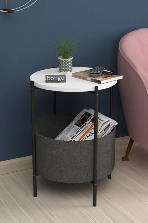 Medium Coffee Table Large Bag Coffee Table Newspaper Rack Bookshelf Flower Holder White Bfg-OrtaShp-Gzt - Bofigo