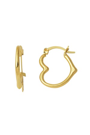 Medium Size 14 Carat Gold Heart Hoop Earrings - Bilezikci