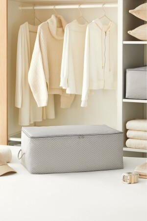 Medium Size Gray Herringbone Base Under Sweater Pique Blanket Throw 52x28x21 - Ocean Home Textile