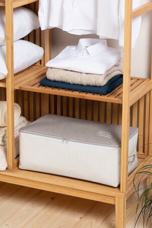 Medium Size Gray Striped Bed Base Sweater Pique Blanket Hurcu 52x28x21 - Ocean Home Textile