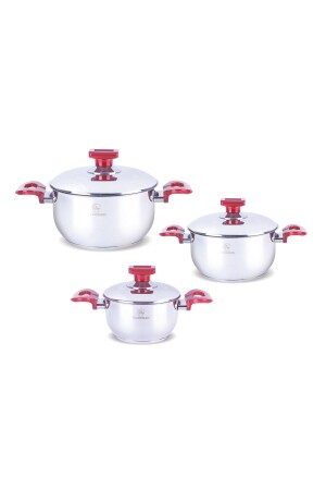 MEDIUM STEEL POT SET 16 CM-18CM-20 CM BY5002 - BYKARDELEN