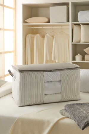 Mega Size Window Stuff&things Gray Striped Pillow Quilt Sweater Hurcu 75x40x40 - Ocean Home Textile