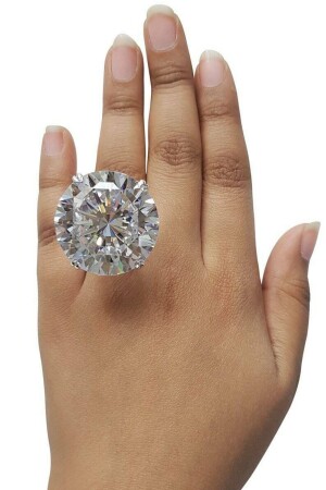 Mega Taşlı 14 Ayar Altın Tektaş Yüzük - Crystal Diamond Zirconia