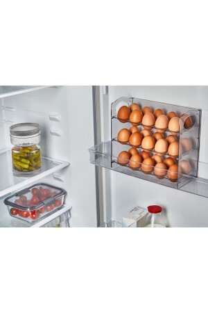 Mehrschichtiger Eierhalter, 3 Ablagen, Eier-Organizer, transparent, geräuchert, VP-080, VP080KRT - Vip Ahmet