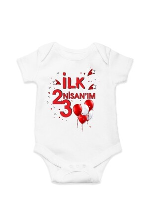 Mein erster rot-weiß bedruckter Baumwoll-Baby-Body & Zibın für den 23. April - Hediyenza