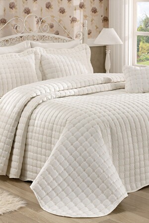 Meltem Double Bedspread - Cream - Çeyiz Diyarı