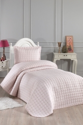Meltem Single Bedspread Powder CD441578 - Çeyiz Diyarı