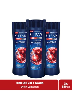 Men Effective Shampoo Against Dandruff Quick Style 2 in 1 350 ml x 3 - Clear