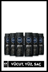 MEN Erkek Duş Jeli Deep Dimension 500 ml x6 Adet Saç Yüz ve Vücut İçin Bakım SET.NVE.489 - NIVEA