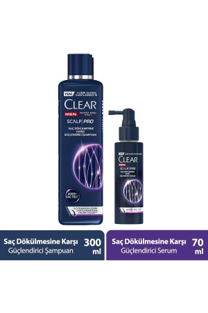 Men Scalp Pro Strengthening Shampoo Effective Against Hair Loss and Dandruff 300 ml Serum 70 ml - Clear