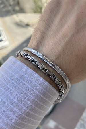 Men's 100% steel bracelet chain set of 2 does not tarnish, does not fade, does not rust, does not fade - Tomkors