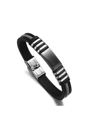 Men's Black Ipc Coated Rubber Steel Bracelet Cy86 ehy-cy86 - Chavin