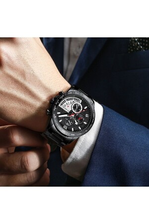 Men's Black Strap Black Dial Calendar Wristwatch STOR-CİFT-DJTL-LED059 - İSTLİV