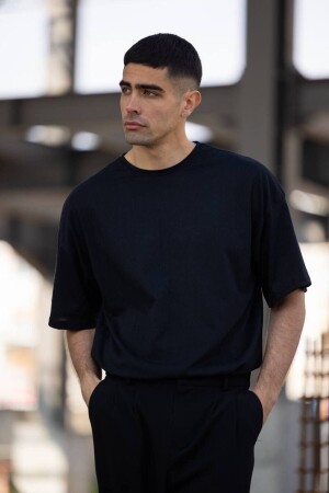 Men's Black Summer Oversize Short Sleeve Loose-Cut T-Shirt - Skybear