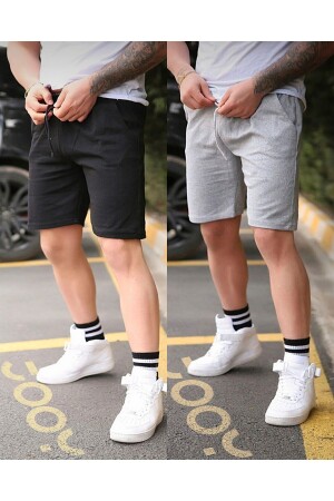 Men's Combed Cotton Shorts Black And Gray Double Set - Jooy Company