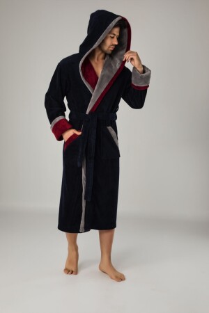 Men's Double Color Bamboo Cotton Bathrobe Ns-1200 - Nuşa