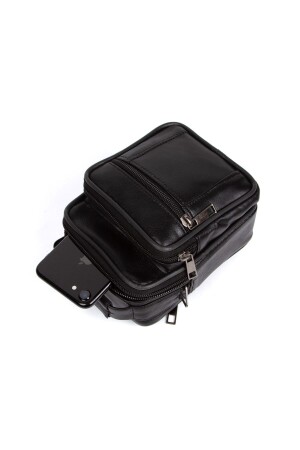 Men's Genuine Leather Hand and Shoulder Bag with Shoulder Strap Black Daily Mini Size Bag zikbidik - Newish