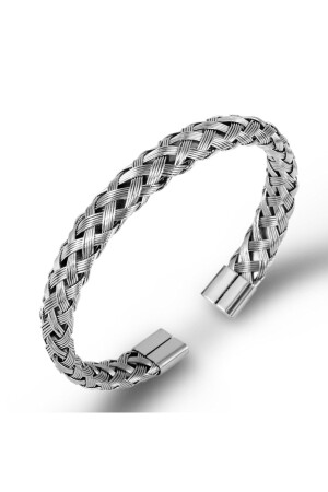 Men's Gray Knitted Handcuff Steel Bracelet Ec53by ec53 - Chavin
