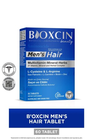 Mens Hair 30 Tablets - L Arginine Biotin Saw Palmetto L Carnitine Zinc L Cysteine ​​Keratin Copper Iodine. - Bioxcin