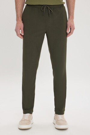 Men's Khaki Slim Fit Comfortable Cut Waist Tied Side Pocket Jogger Pants - Ac&Co / Altınyıldız Classics