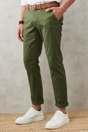 Men's Khaki Slim Fit Slim Fit Side Pocket Flexible Chino Trousers 4A0122200006 - AC&Co / Altınyıldız Classics
