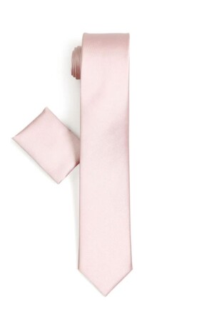 Men's Powder Pink Slim Fit Narrow Cut Handkerchief Tie 5 - Varetta