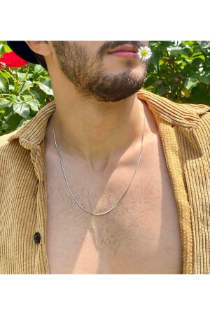 Men's Thin Italian Chain Silver Gray Steel Necklace - Nurşah Özcan Store