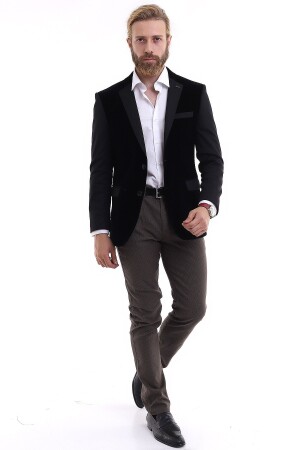Men's Velvet Slimfit Jacket Black 1535-001 - Presto