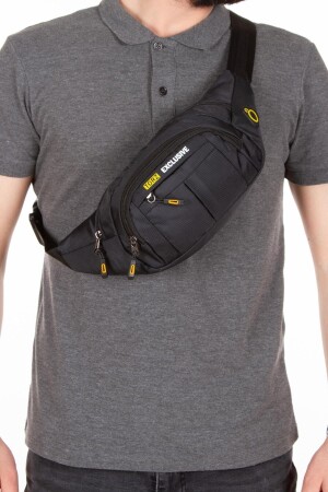 Men's Waist Bag Diagonal Waterproof Fabric Chest Cross Bag with Headphone Outlet - Torz