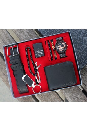 Men's Watch 2 Bracelet Wallet Lighter Rosary Belt Keychain Birthday Wedding Anniversary sd552 - saatistasyonu