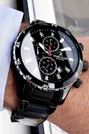Men's Wristwatch 3 Atm Waterproof Black Color Steel Strap + Natural Stone Bracelet DKE2054C6 - Daniel Klein