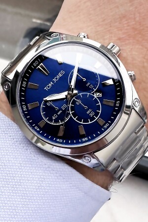 Men's Wristwatch 3 Atm Waterproof Silver-blue Color Steel Strap + Bracelet Gift Cbk627 GNC4628 - Tom Jones