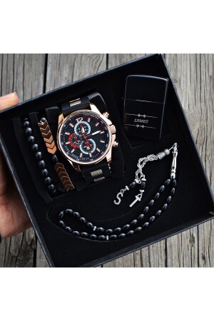 Men's Wristwatch Lighter Rosary Bracelet Set deepwell-pe1 - DEEPWELL