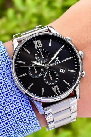 Men's Wristwatch with Calendar Steel Strap Steel Case Hematite Natural Stone Bracelet Gift Il zmdk1134 - Daniel Klein