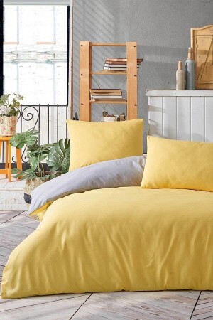Mer-tim Cotton Ranforce Single Double Sided Duvet Cover Duvet Cover 160x220 Yellow-grey MERTM000701 - mer-tim ezberbozan ev tekstili